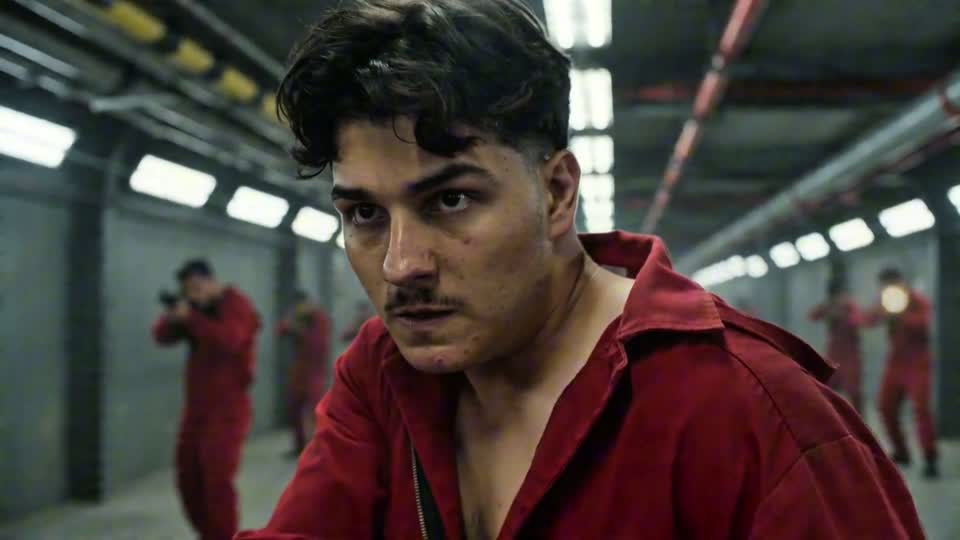 Close do personagem de La Casa de Papel criado com IA